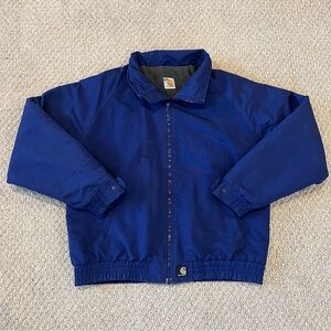 Vintage Carhartt Jacket Men's Large Blue Nylon Full Zip Bomber Fleece Y2K Work